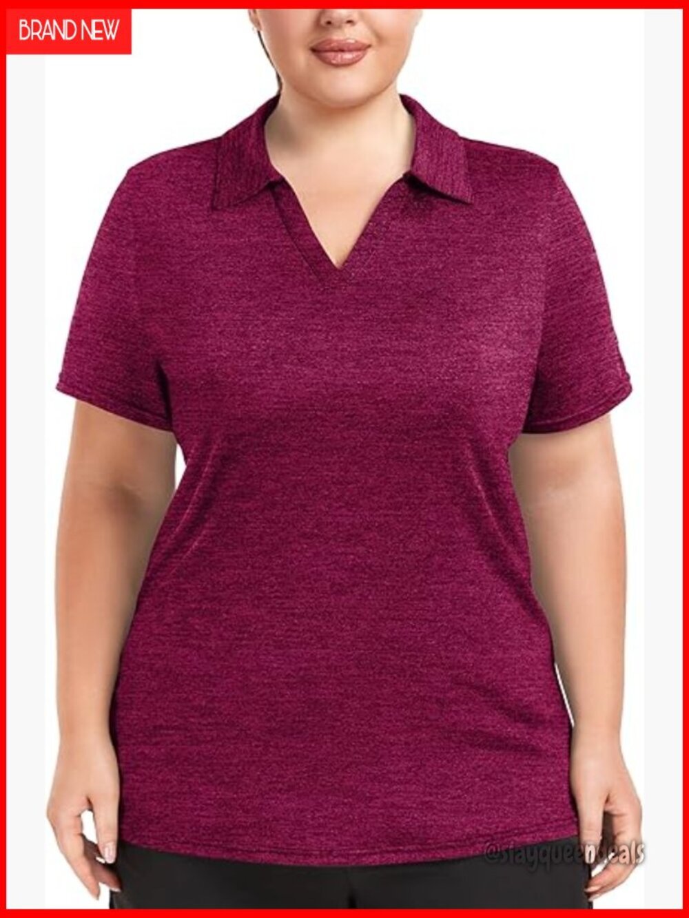 Plus Size Moisture Wicking Polo Shirt Athletic Workout Top UPF 50+